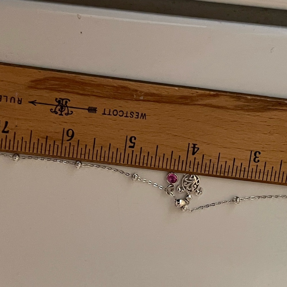 Silver Turtle ankle bracelet with Pink Accent - Picture 4 of 4
